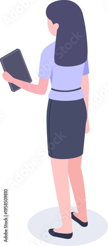 Business woman holding digital tablet device working