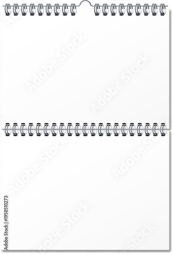 Blank spiral bound calendar with empty pages