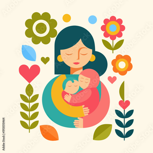 Mother Holding Baby in Her Arms.