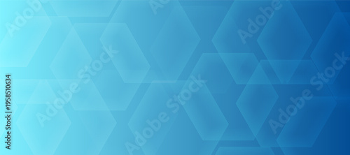 Abstract blue background with blue glowing hexagon lines. Modern shiny blue gradient geometric hexagonal lines pattern.