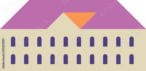 Building facade creating flat minimalist illustration