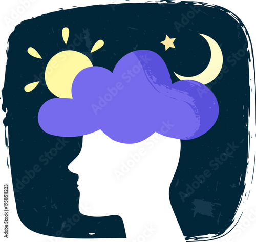 Person experiencing day and night thoughts in mind