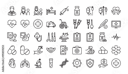 Medical icons: health, hospital, doctor, treatment, science