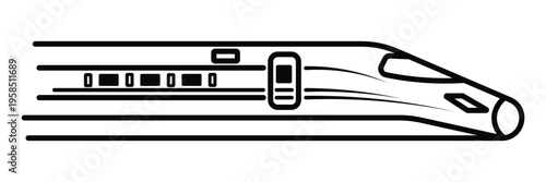 Black and white bullet train on tracks moving fast