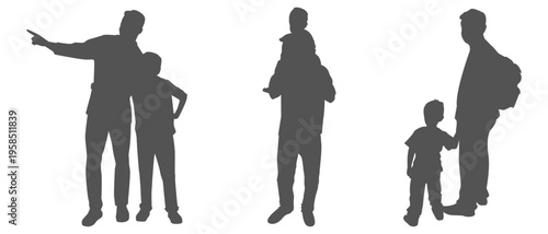 Father and child silhouette set