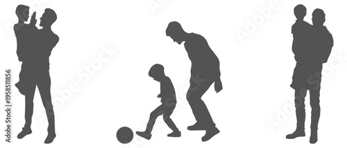 Father and child silhouette set