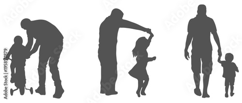 Father and child silhouette set