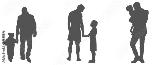 Father and child silhouette set