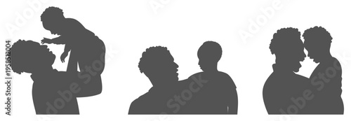 Father and child silhouette set
