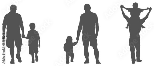 Father and child silhouette set