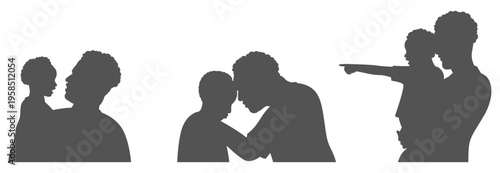Father and child silhouette set