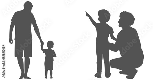 Father and child silhouette set