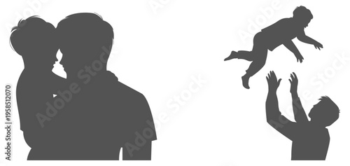 Father and child silhouette set