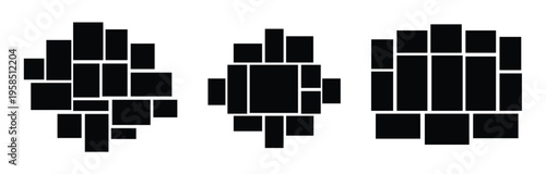 Photo collage set. Frame for photo and pictures, photo collage. Puzzle mood board, branding presentation template creative vector set.