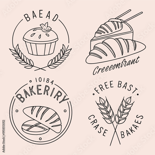 set of bakery doodles