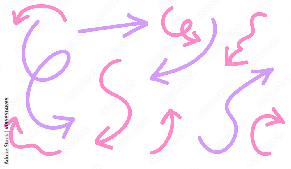 Obraz premium set of Hand drawn cute purple and pink Arrows