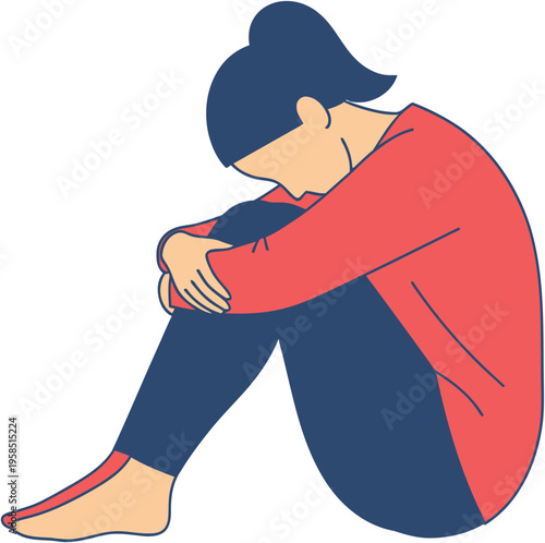 Sad, lonely woman curled up in a fetal position, illustrating feelings of despair and isolation