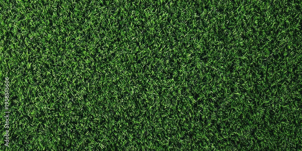 Obraz premium Detailed overhead view captures the dense texture of vibrant green synthetic turf material