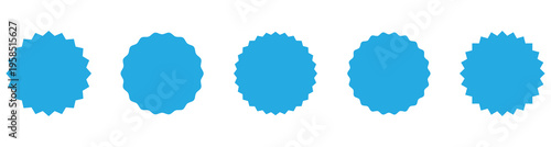 Set of blue starburst, sunburst badges, sale sticker, price tag, starburst icon set , circle sticker set. Wavy edge promo red badges. Starburst icons set vector illustration. Eps10