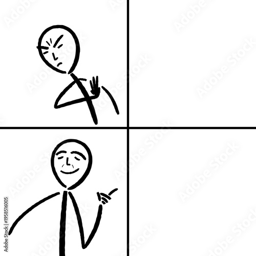 Reaction meme transparent PNG template with negative and positive reaction. Funny comic meme with blank space for editing.