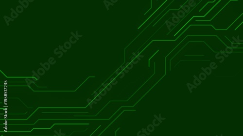 Abstract green glowing circuit board lines technology background. Futuristic computer chip motion design. Seamless loop. Video animation Ultra HD 4K 3840x2160