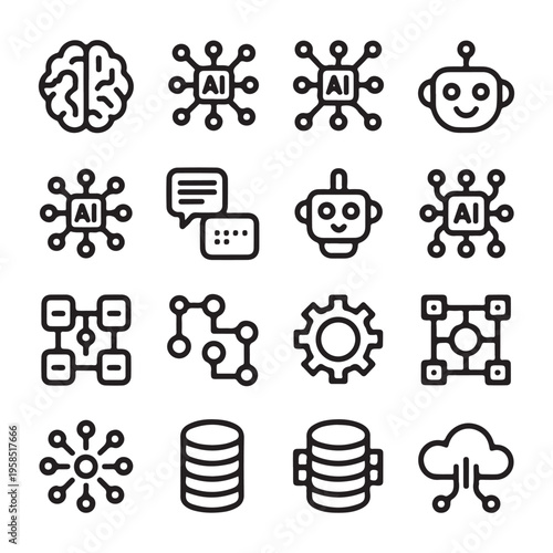 Artificial Intelligence Web Icon Set