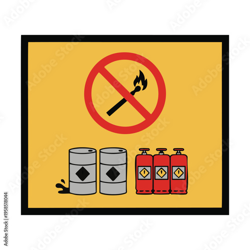 No open flame or ignition source allowed danger sign