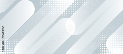 Abstract elegant white geometric shape background with halftone dots. Modern diagonal geometric rounded shape. Presentation Design for Corporate Business and Institution