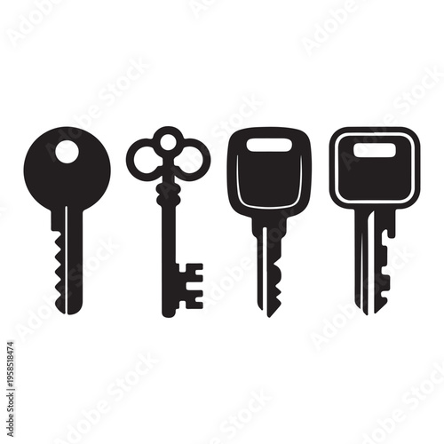 Simple house key icon silhouette minimal black security symbol illustration design