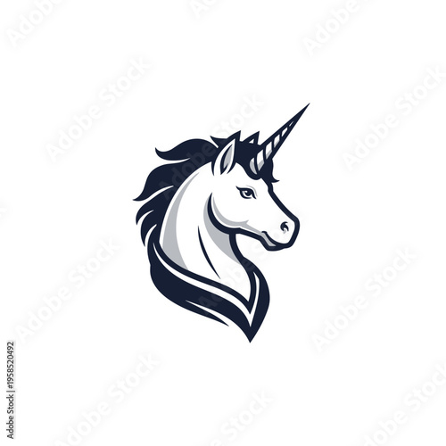 Unicorn Head Mythical Creature Illustration.
