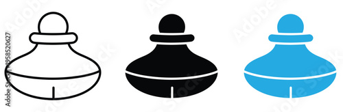 Abstract Luxury Line Art Icon of a Perfume Bottle and Decorative Bowl in a Circular Frame for Minimalist Branding and Spa Wellness Design