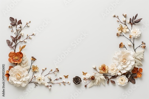 Floral arrangement with butterflies on a white background Image