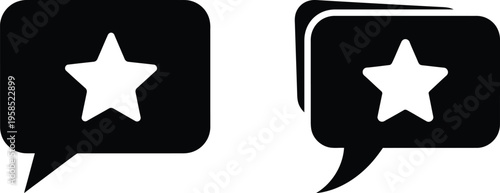 Silhouette vector graphic of star ratings in speech bubbles