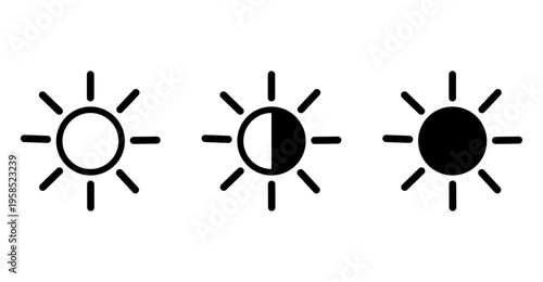 Different levels of screen brightness on white background.