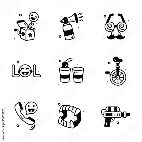 Grab this amazing set of glyph design icons for April Fools' Day pranks and fun.