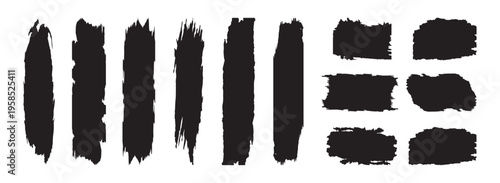 Rectangle Brush stroke, ink paint brush, grunge box. Paintbrush collection. Grunge design elements. Dirty texture banners. Vector illustration.