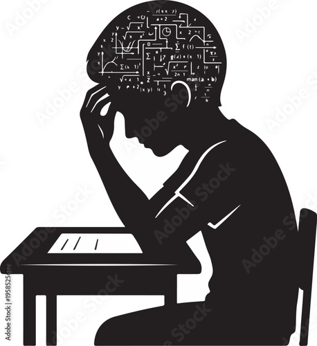 Canvastavla Deep Thinking Student Mind Filled with Complex Mathematical and Science Formulas