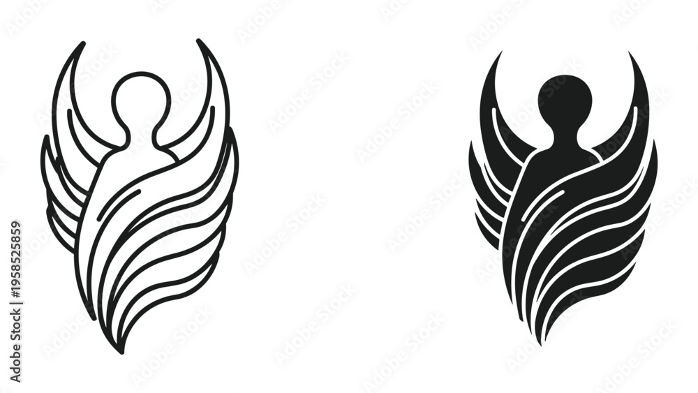 Fototapeta premium Angel Symbol Wings Heraldic Logo Design