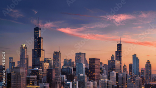 Wallpaper Mural Chicago Skyline at Sunset with Iconic Skyscrapers Torontodigital.ca
