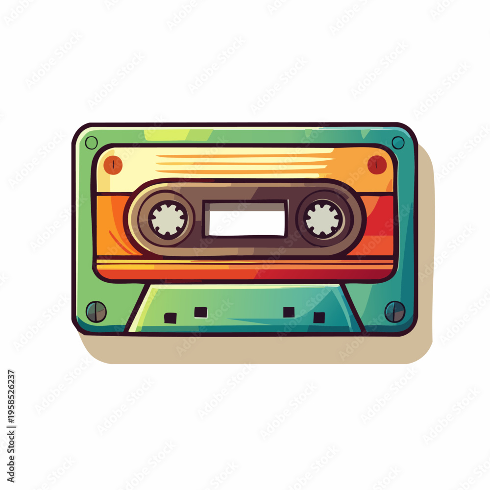 Naklejka premium Retro Cassette Tape Illustration.