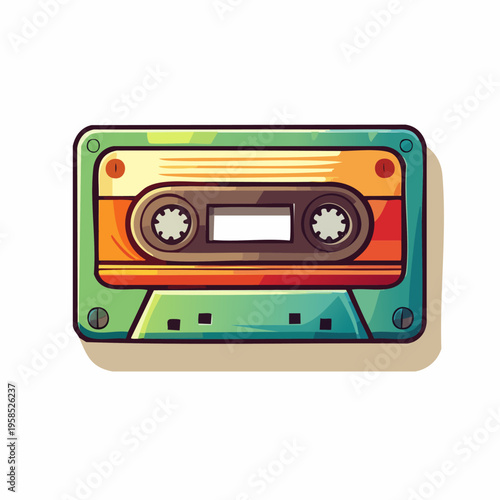 Retro Cassette Tape Illustration.