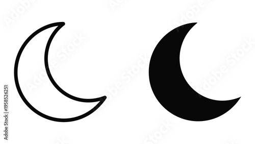 Crescent Moon Icon Symbol Night Sky