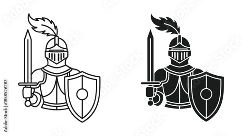 Knight Warrior Shield Sword Emblem Corporate Protection Strategy