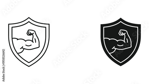 Muscle Shield Strength Protection Security Emblem