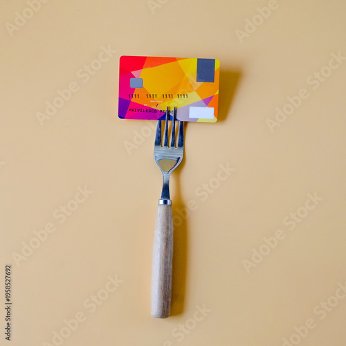 credit card on fork,Business concepts.