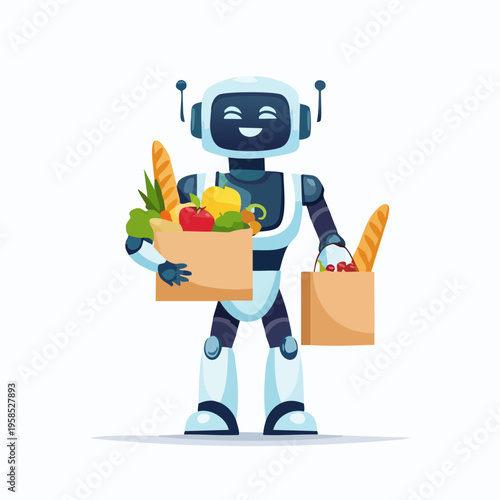Robot Delivering Groceries - Automation and Convenience.