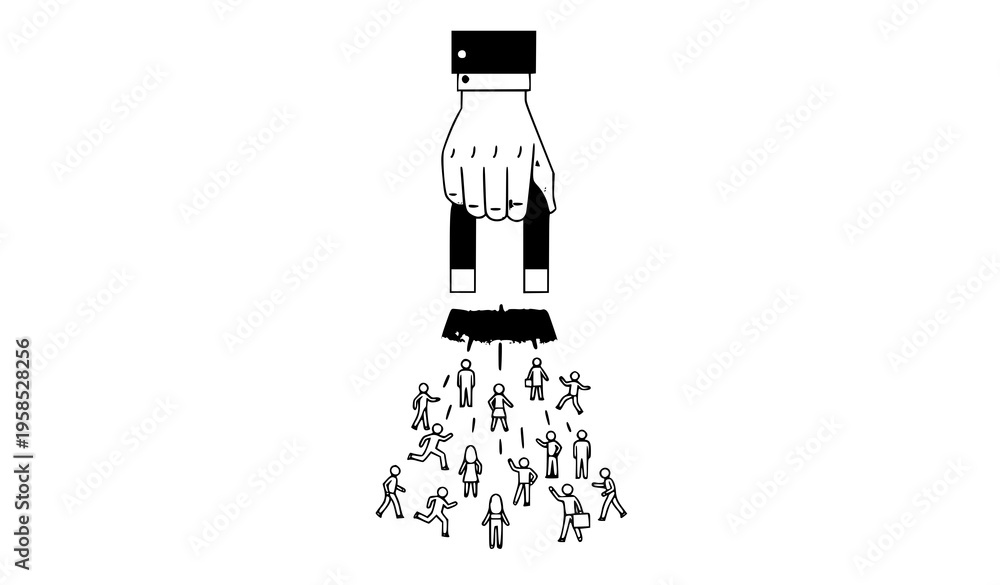 Fototapeta premium Leadership magnet attracting people vector illustration recruitment concept