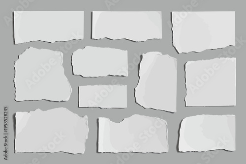 torn paper pieces on gray background