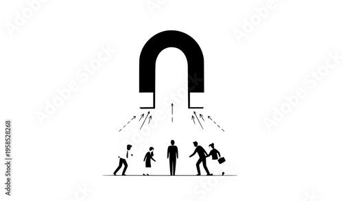Employer attracting talent magnet vector illustration HR business concept