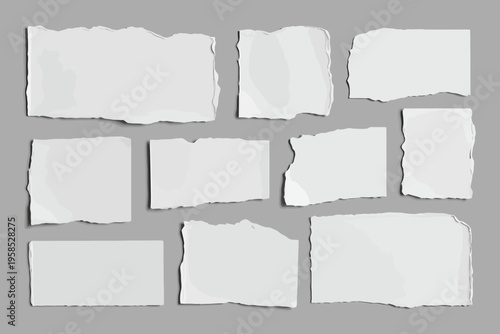 collection of torn white paper pieces on gray